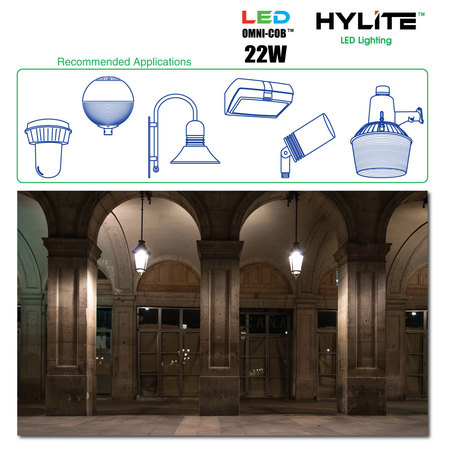 Hylite LED Omni-Cob Repl Lamp for 100W HID, 22W, 3080 Lumens, 5000K, E26 HL-OC-22W-E26-50K